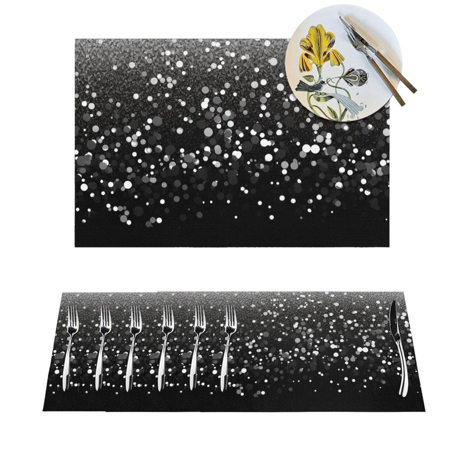 Sets de table en PVC tressé noir et blanc chic pour illuminer vos dîners en famille au quotidien