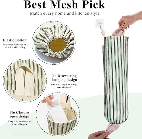 Miniatura 2 de TOGETRUE Soporte para bolsas de plástico, soporte para bolsa de comestibles, organizador de bolsas de basura reutilizable para decoración del hogar,