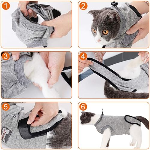 Miniatura 7 de ROZKITCH Traje profesional de recuperación para gatos para heridas abdominales quirúrgicas y problemas de piel, alternativa de collar electrónico