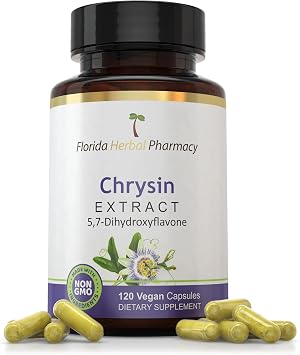 Florida Herbal Pharmacy, Chrysin 5, 7 - Dihydroxyflavone Supplement Capsules 120 Capsules, 4 Months Supply