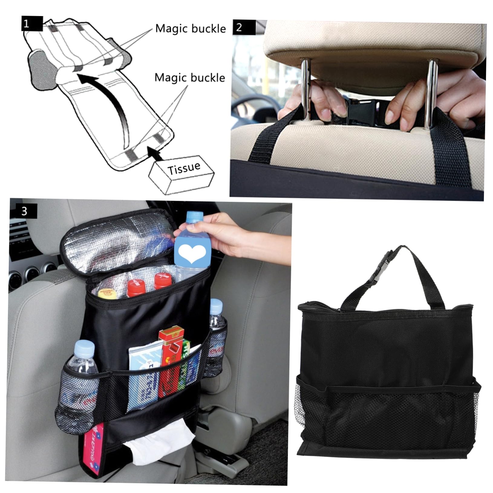 TOYANDONA 2 Pcs Insulated Car Cooler Bag Big Travel Cooler Zipper Foldable Leakproof Easy to Clean for Car Backpack