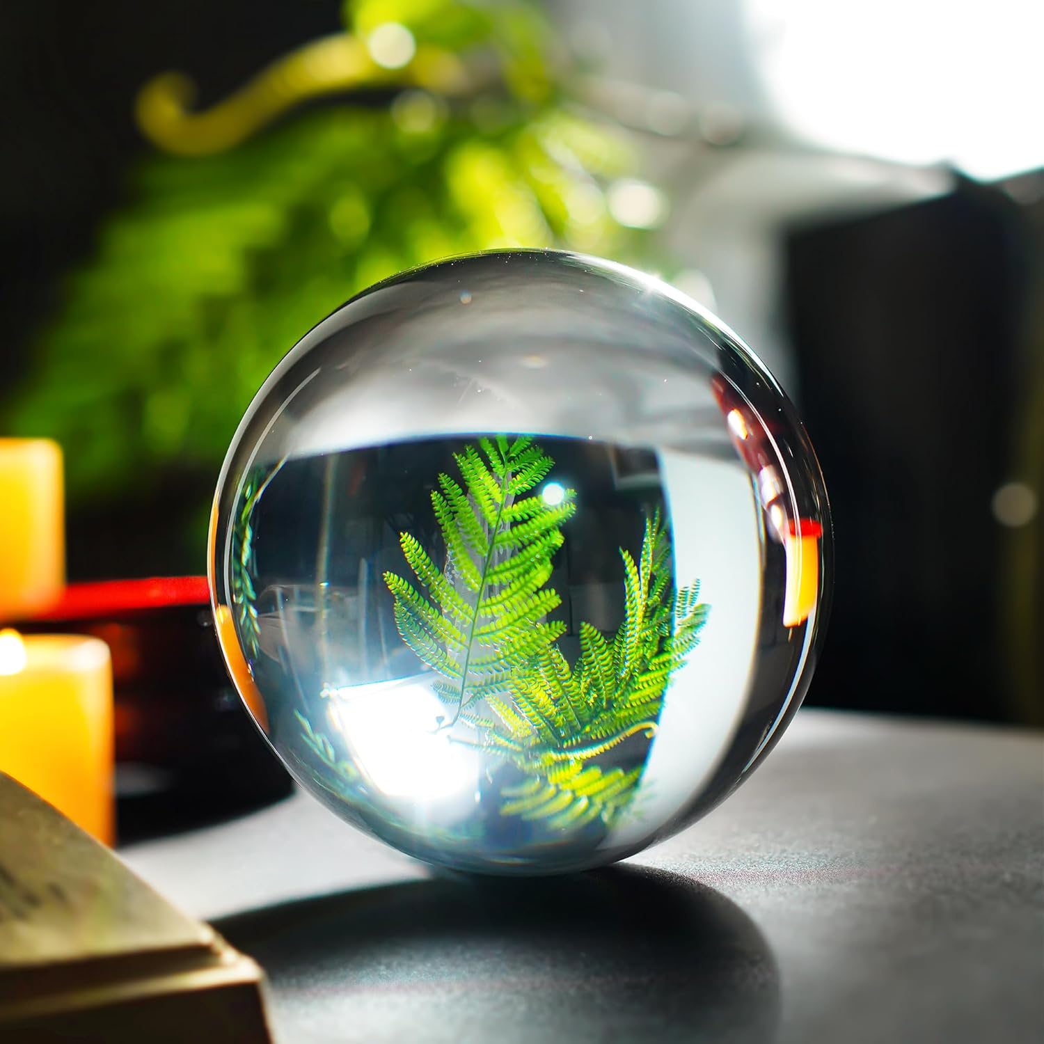 150mm/6inch Clear Crystal Ball with Wooden Stand Fortune Teller Mystical Quartz Ball Photography Props FengShui Divination Spheres