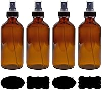 Vista 10 de Cornucopia Brands Botellas de spray de vidrio transparente de 8 onzas (paquete de 4) Boston Round con atomizador Spritzers para aromaterapia