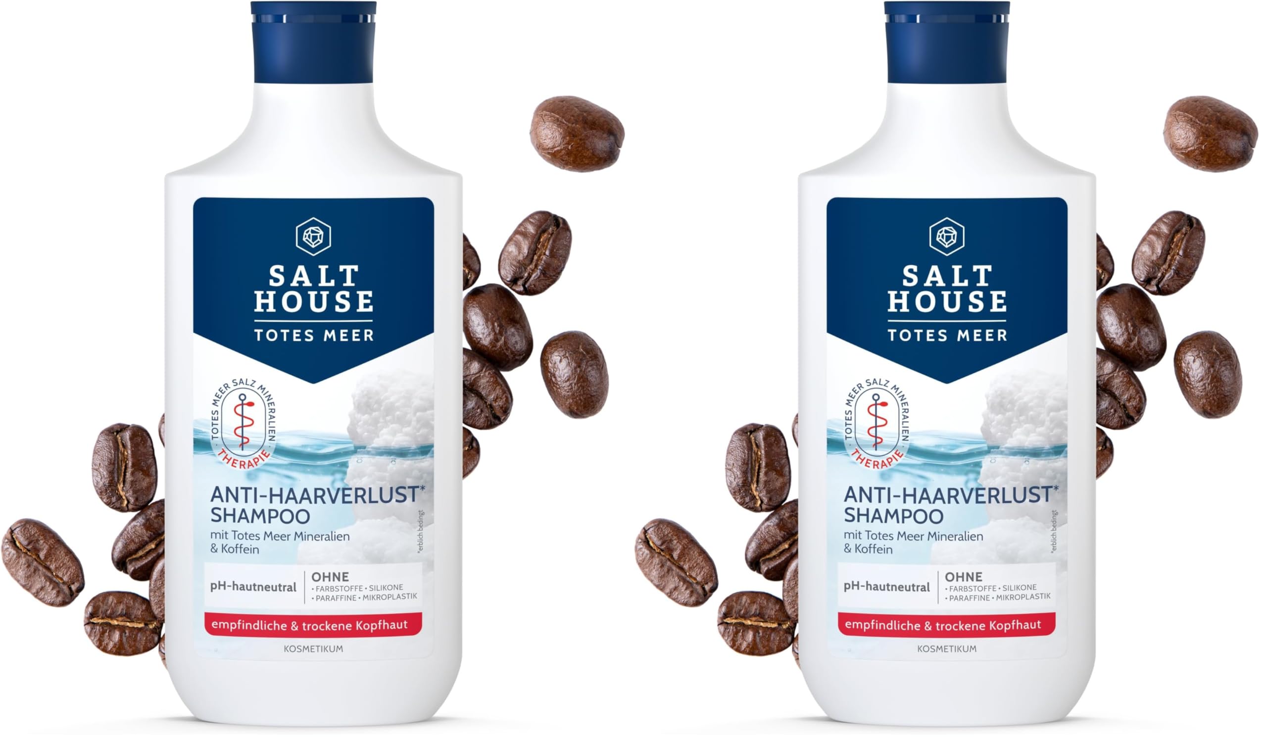 Salthouse Totes Meer Therapie Anti-Haarverlust Shampoo, aktivierendes Coffein für kraftvolles Haar, stärkt Haarwurzeln, 250ml (Packung mit 2)