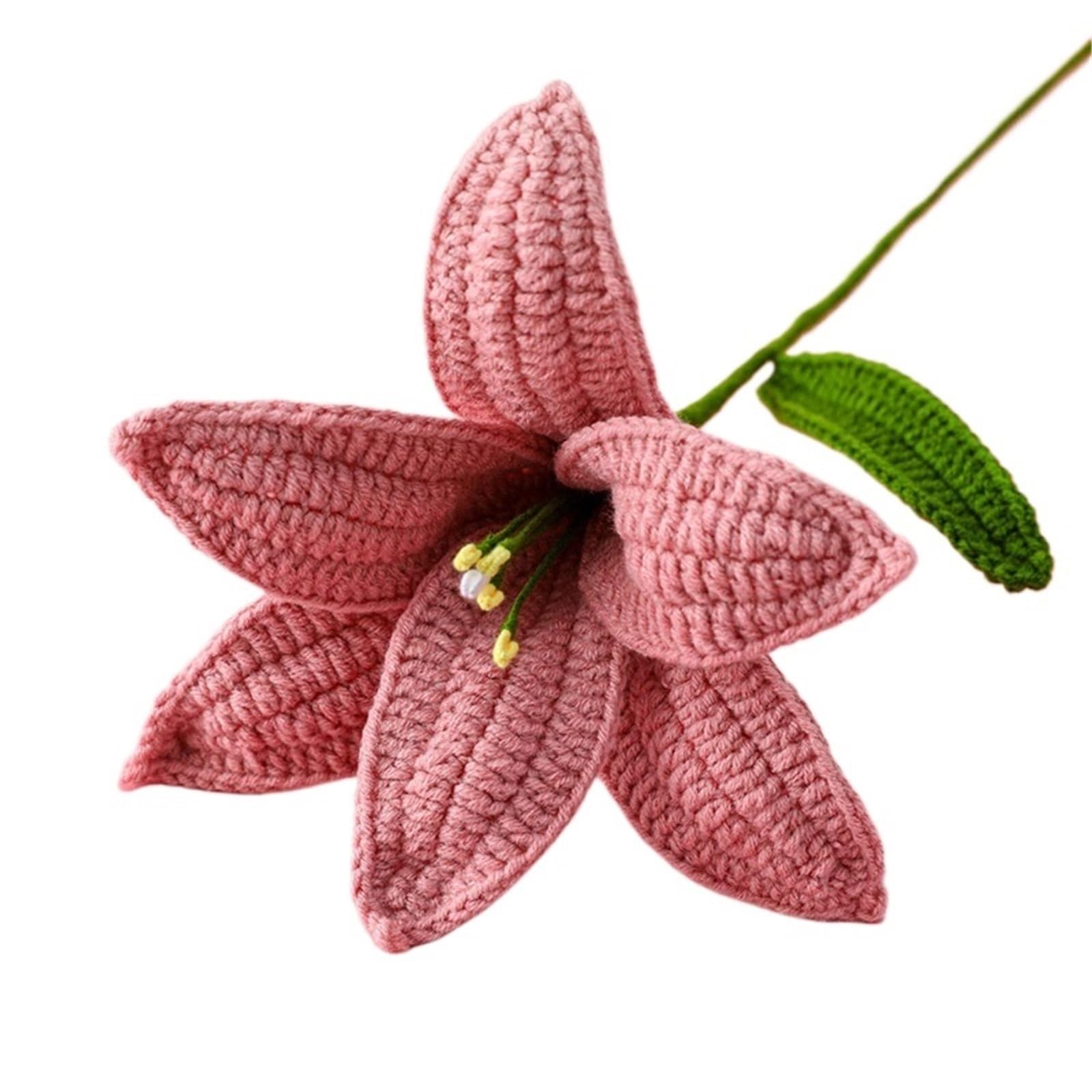 ENWWCH Artificial Flowers Hand-knitted Gift Crochet Homemade Bouquet Flower Home For Home(Color3)