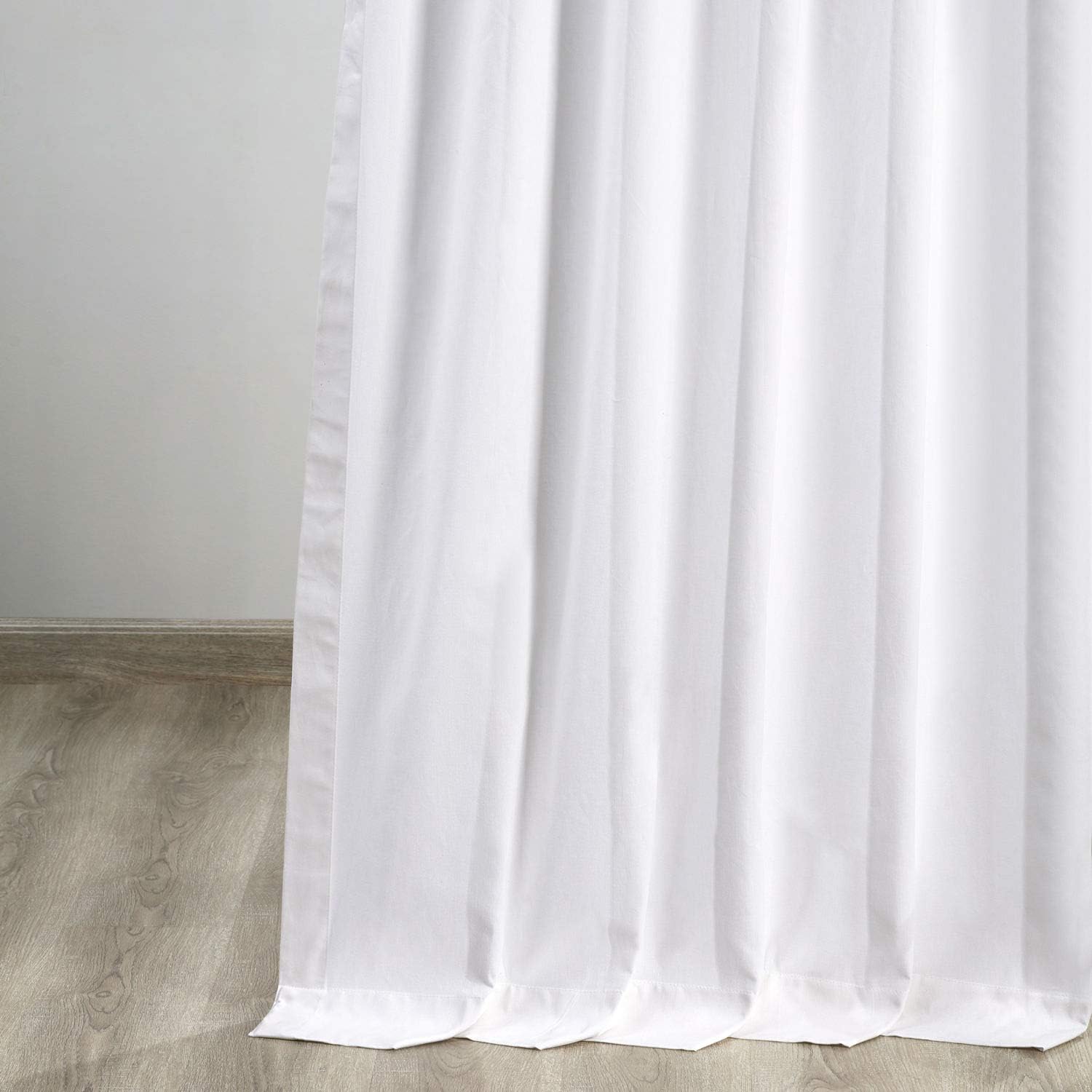 HPD Half Price Drapes Solid Tie Top Cotton Curtains 84 Inches Long (1 Panel) Luxury Light Filtering Curtains for Living Room, Modern Semi Sheer Curtain for Bedroom, 50W X 84L, Whisper White