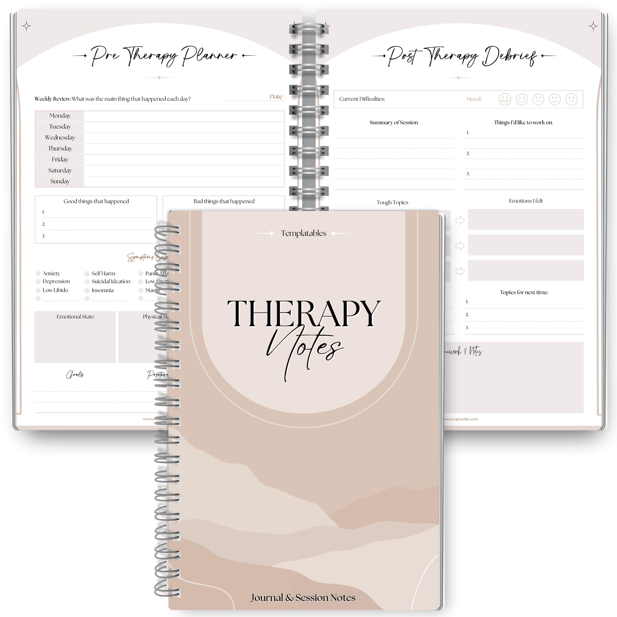 Therapy Notes Journal - Pre & Post Therapy Planner for Reflection Journaling & Self-Discovery, Lux, A5