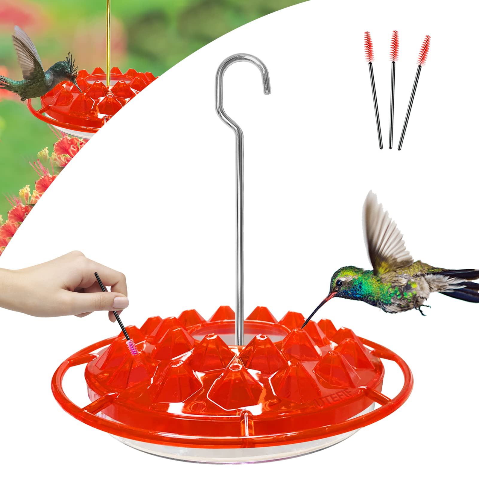Kolibri-Futterstation Mit Ameisengraben, 8 Futteranschlüsse, 340 Ml Fassungsvermögen, Zum Aufhängen, Wetterfest