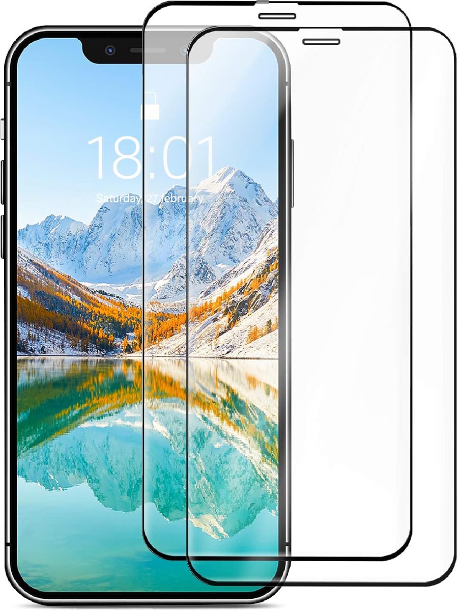 Amazon Basics Bubble Free, Case Friendly Tempered Glass Screen Protector for iPhone XR/11, HD Clear, Anti Scratch, 9H Hardness, 6.1 Inch, 2-Pack