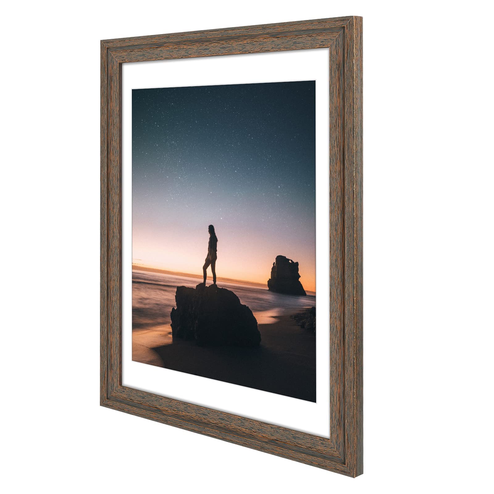 Golden State Art, Juego de 4 portarretratos de 18 x 24 pulgadas, muestra fotos de 16 x 20 pulgadas con paspartú o de 18 x 24 pulgadas sin paspartú, marco de madera maciza con moldura ancha para
