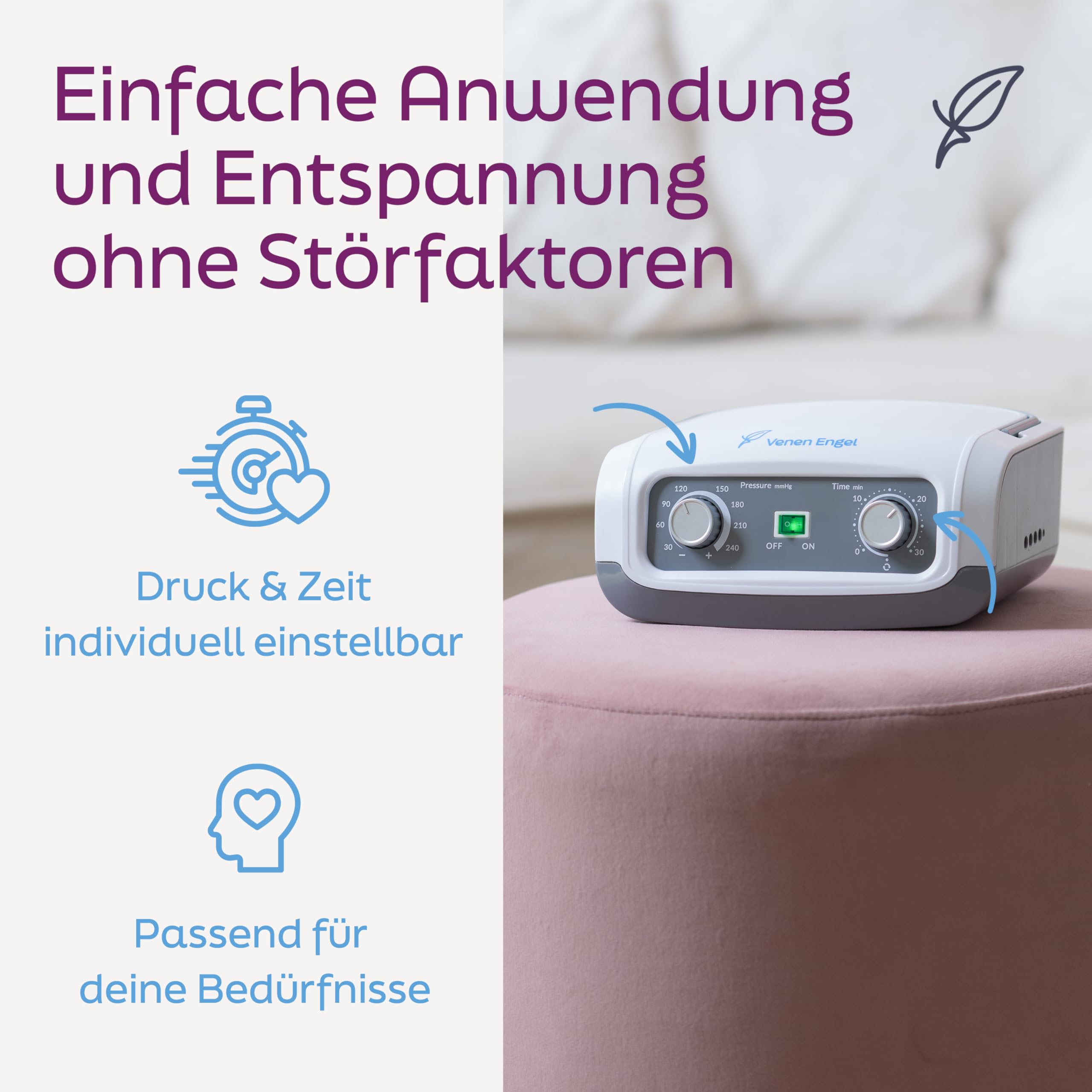 Venen Engel 4 Basic mit Armmanschette 4 Luftkammern 1 Massageprogramm fördert die Durchblutung Arm Massagegerät - Gegen Wassereinlagerungen - ergänzend zur manuellen Lymphdrainage
