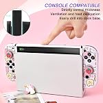 DLseego Grip Case Controller for Switch OLED Console 2021, Anti-Slip Shock-Absorption Protective Soft Cat Case with 2 PCS Comfortable Thumb Grips Caps for Joycon Controllers - White