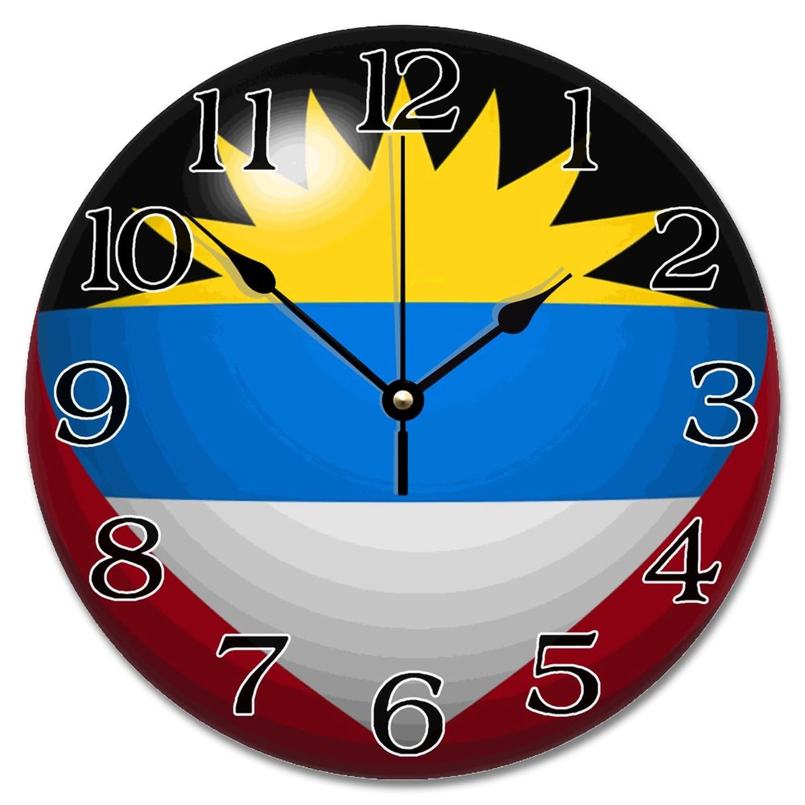 Horloge murale en bois Antigua-et-Barbuda effet 3D haut de gamme 38cm