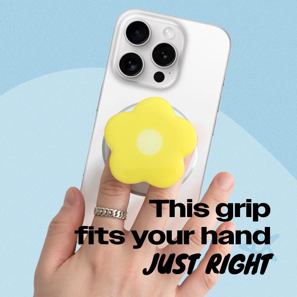 OnTheGrip Compatible with Magsafe Magnetic Cute Solid Color Daisy Flower Design Collapsible Mobile Phone Grip Stand Holder for Smartphone Tablet Cell Phone Accessory (Yellow) - Image 2