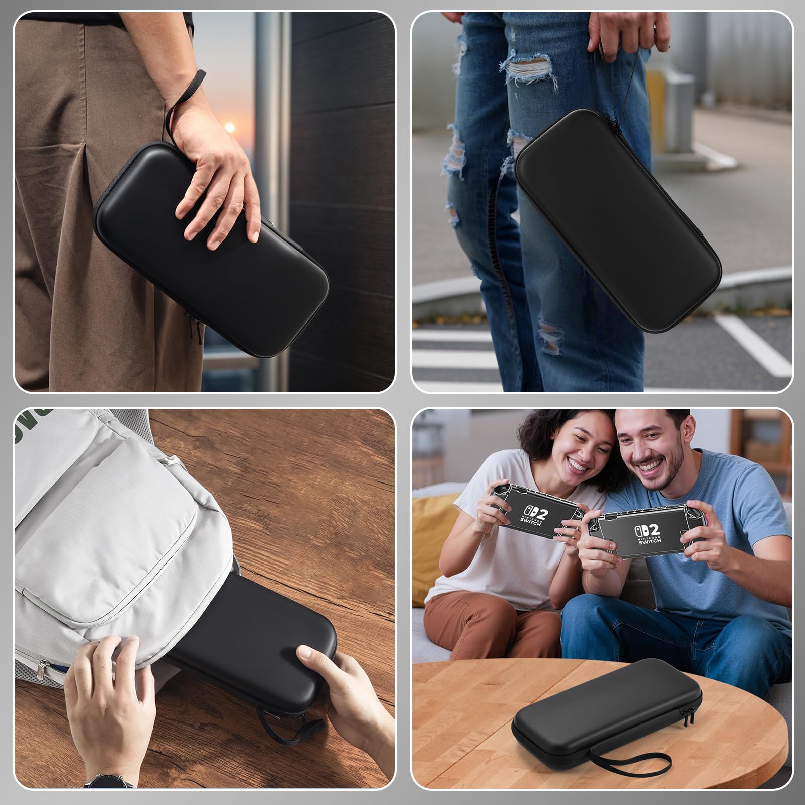 ByDiffer Custodia per Nintendo Switch 2 Accessori Kit 14-in-1 con 2 Pellicole Protettive, 1 Cover Trasparente PC, 6 Cappelli Joystick, 1 Cassa della carta del gioco, 1 Custodia Protettiva, Nero