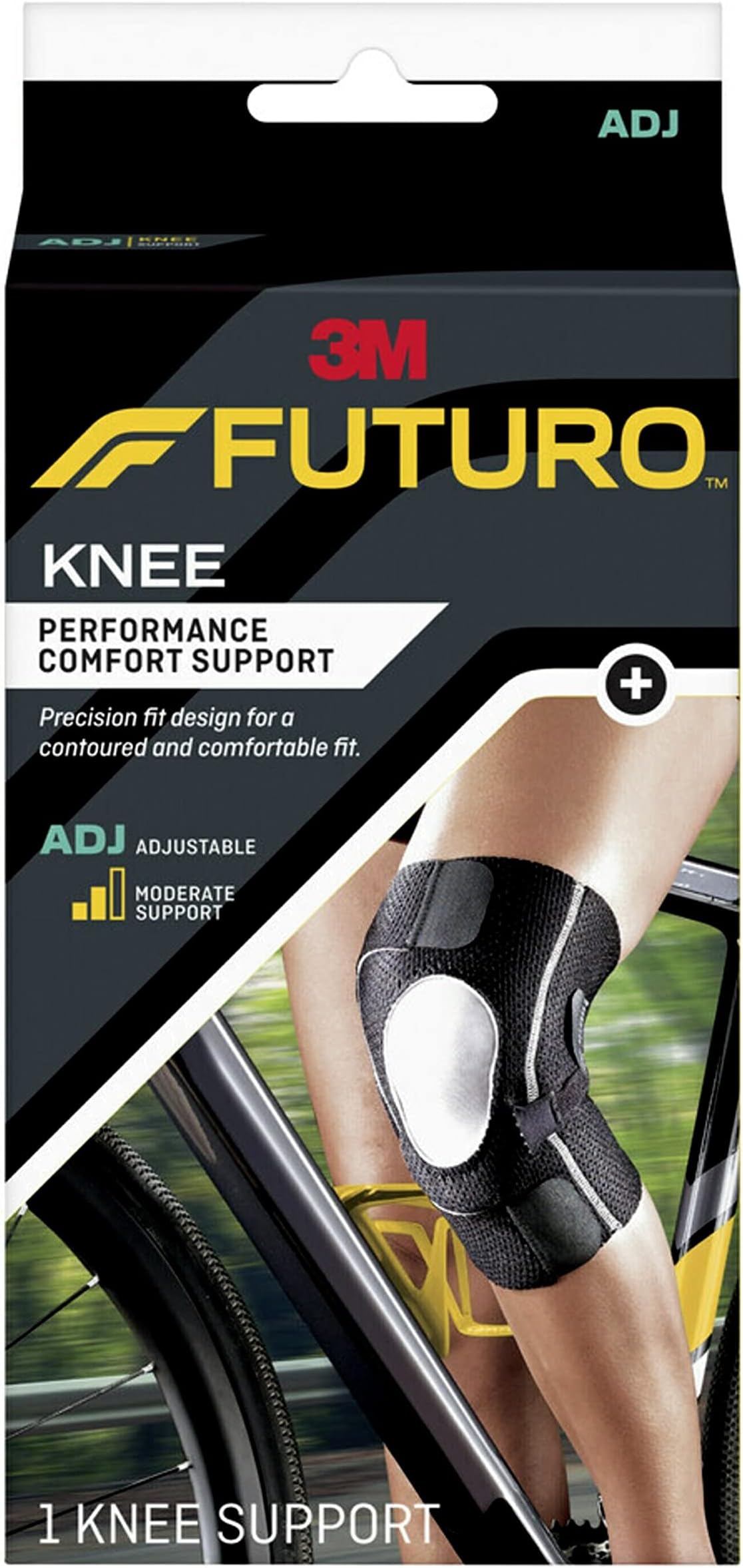 Performance Compression Knee Support, Ideal for Everyday Activities, One Size - Black
