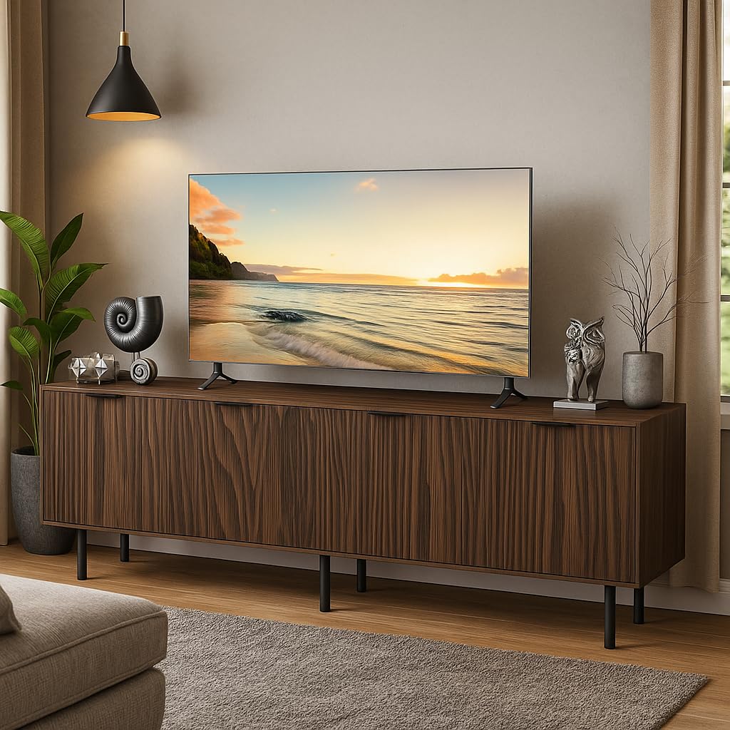 TV Stand for TVs up to 80 Inch,TV Stands for Living Room & Bedroom,Mid Century Modern TV Console,Entertainment Center with Storage,Media Entertainment