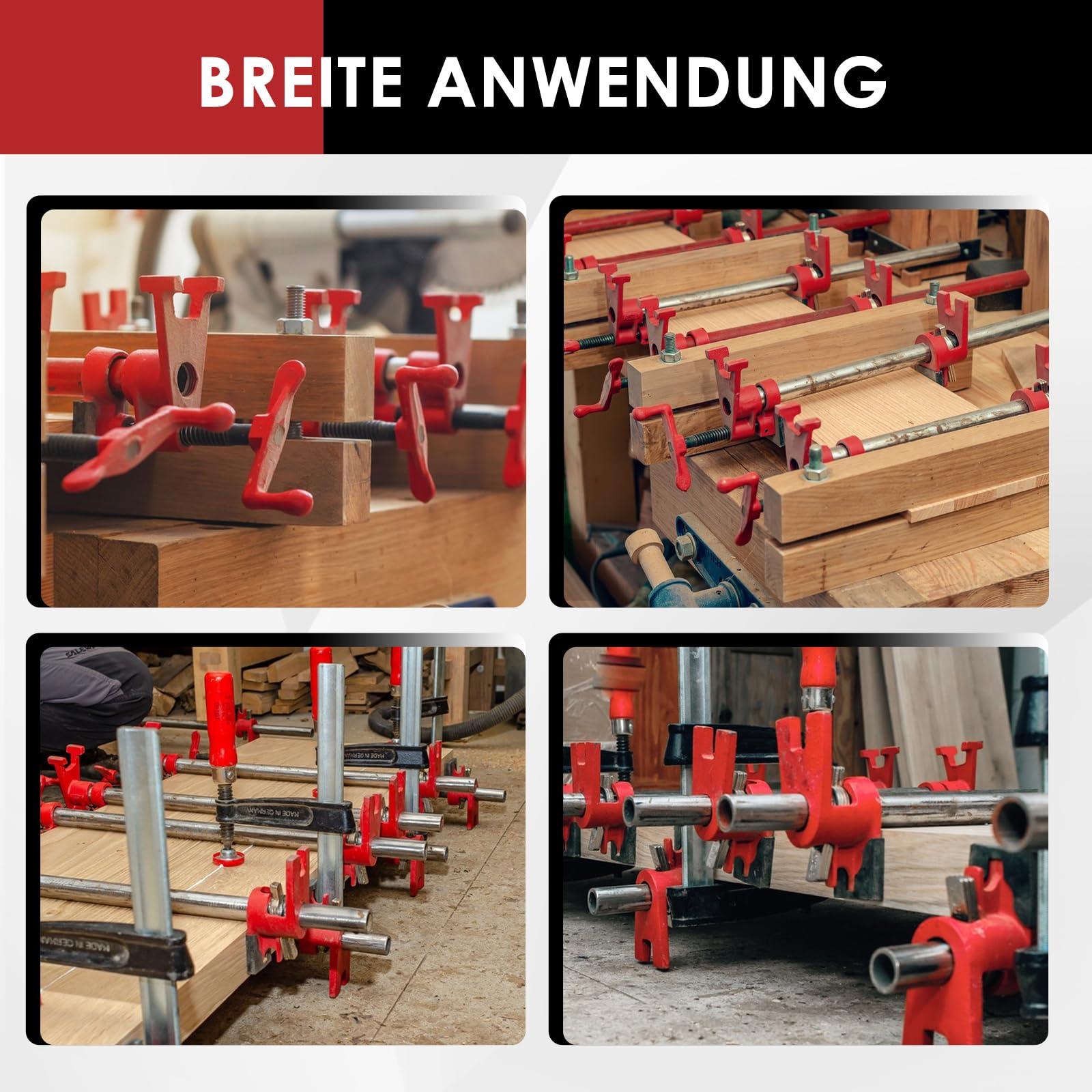 4 Pièces 3/4" Serre Joint en Tube à Serrage Rapide, Collier de Serrage en Fonte Malléable Robuste pour Établi de Travail du Bois