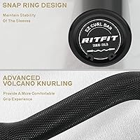 Vista 4 de RitFit Barra de rizo EZ de 2 pulgadas con pesas, barra olímpica de capacidad de 350 libras para bíceps y tríceps, entrenamiento de fuerza