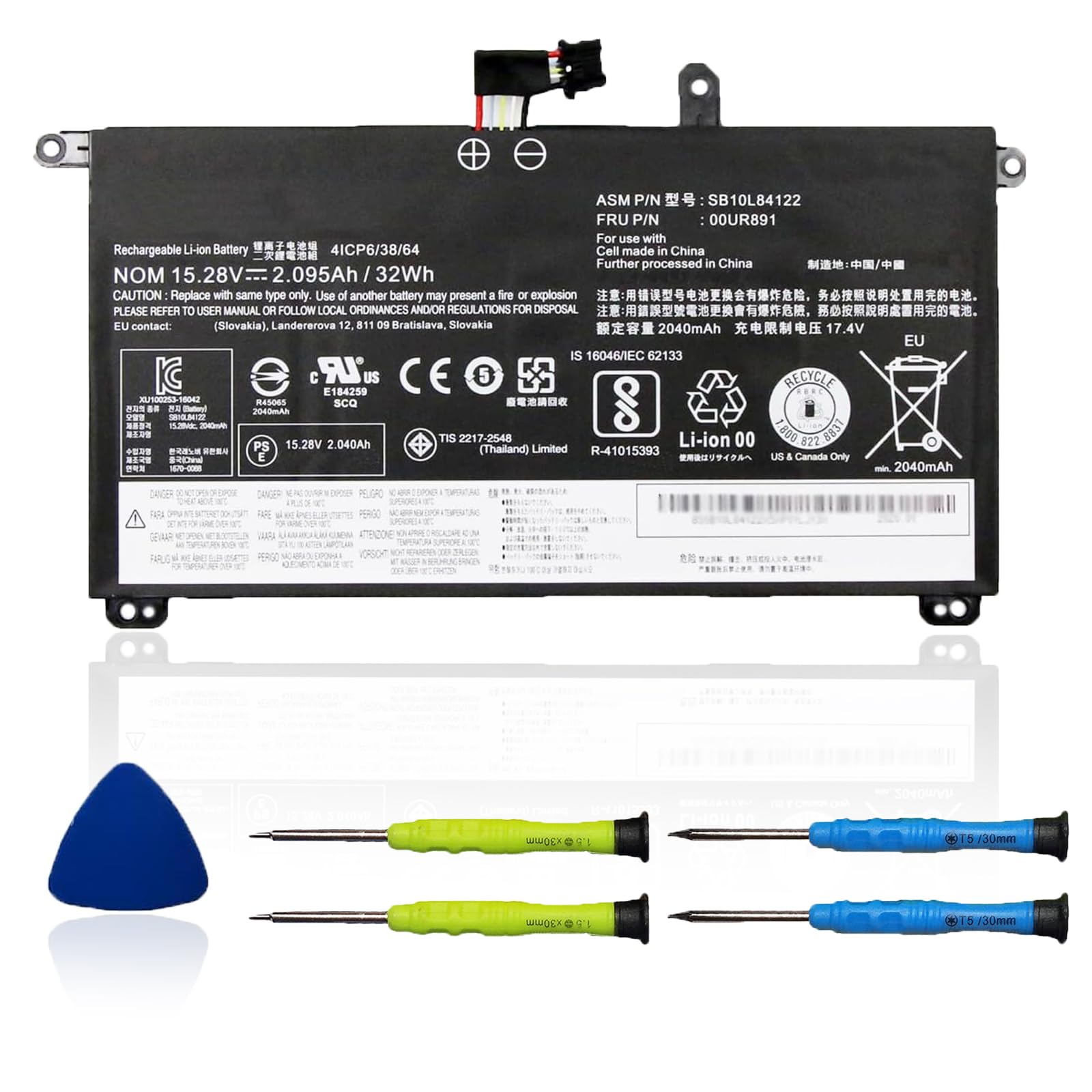 00UR891 Laptop Battery Compatible with Lenovo ThinkPad T570 T580 P51S P52S Series Notebook 00UR890 01AV493 SB10L84121 SB10L84122 00UR892 SB10L84123 15.28V 32Wh 2095mAh 4-Cell