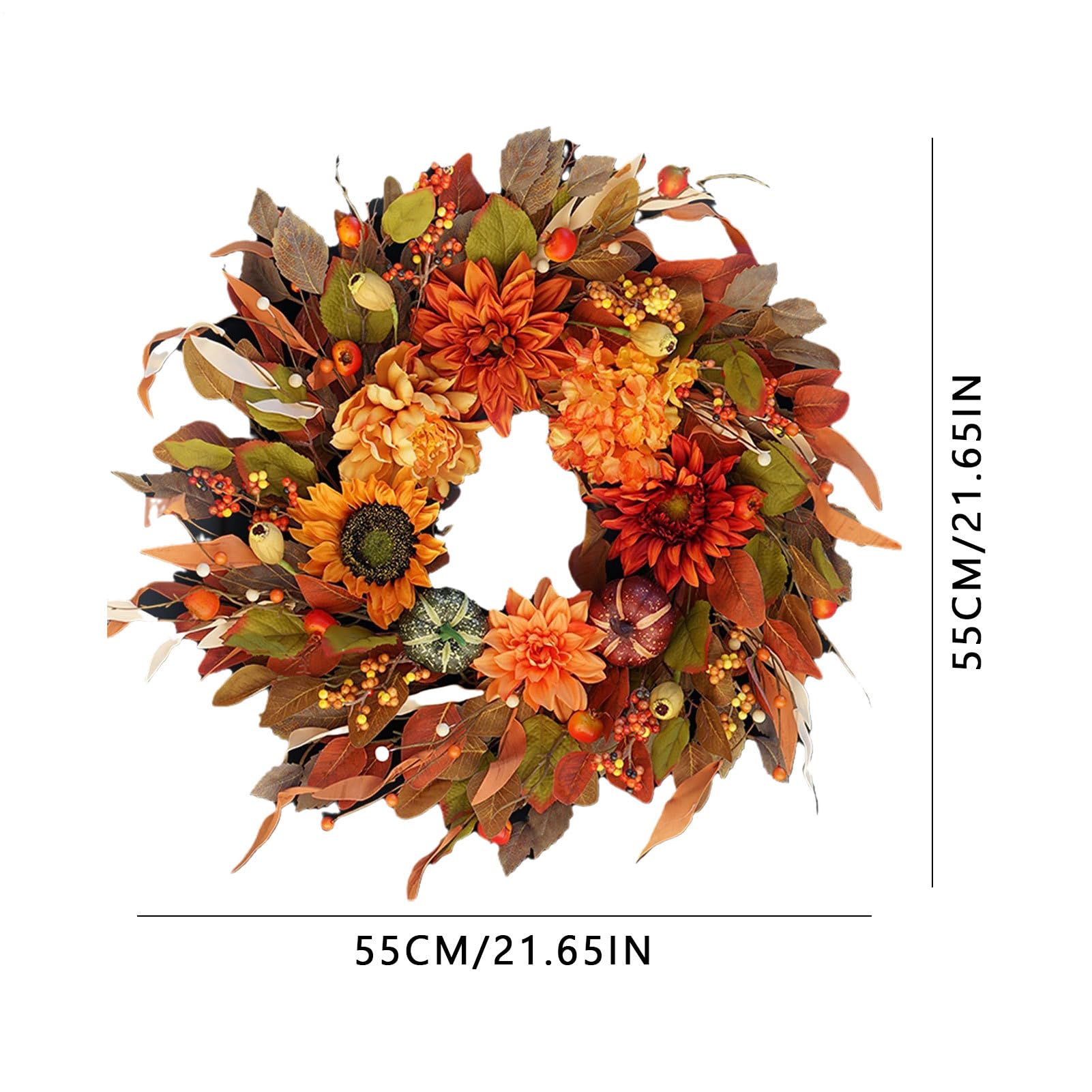 Corona De Otoño Para Puerta Artificial De 42 Centímetros | Coronas De Otoño Para Exterior Impermeables Para Decoración De Festival Acción De Gracias Halloween Vacaciones Puerta Y