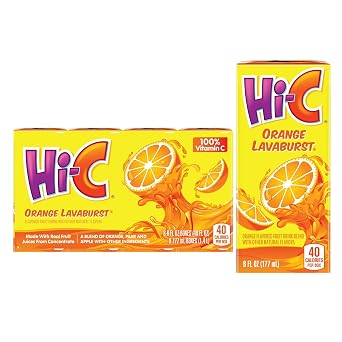 Hic Orange Lavaburst Fruit Juice, 6 fl oz, 8 Juice Boxes