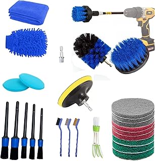 28 Pcs Car Cleaning Kit,Car Detailing Kit,Car wash kit,Detail Brushes Kit for Wheel,Car Cleaning Kit for Drill,Car Wash Brush,Auto Detailing Brush Set,Detailing Drill Brush Set,Interior Car Cleaner