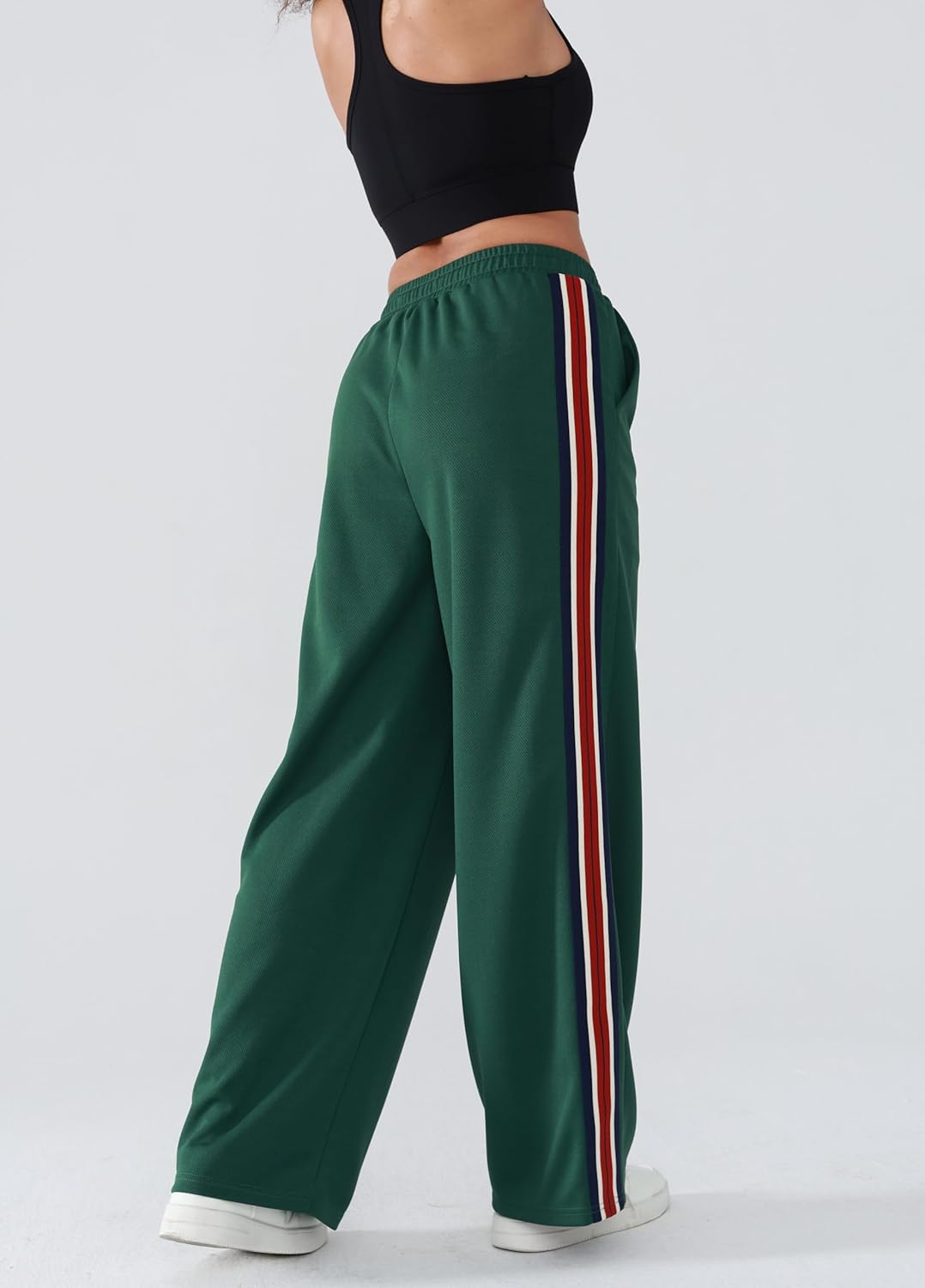 Women's Wide-Leg Track Pants with Pockets - High Waist Athletic Pants, Quick-Dry Lightweight Straight Leg Pants - Image 2