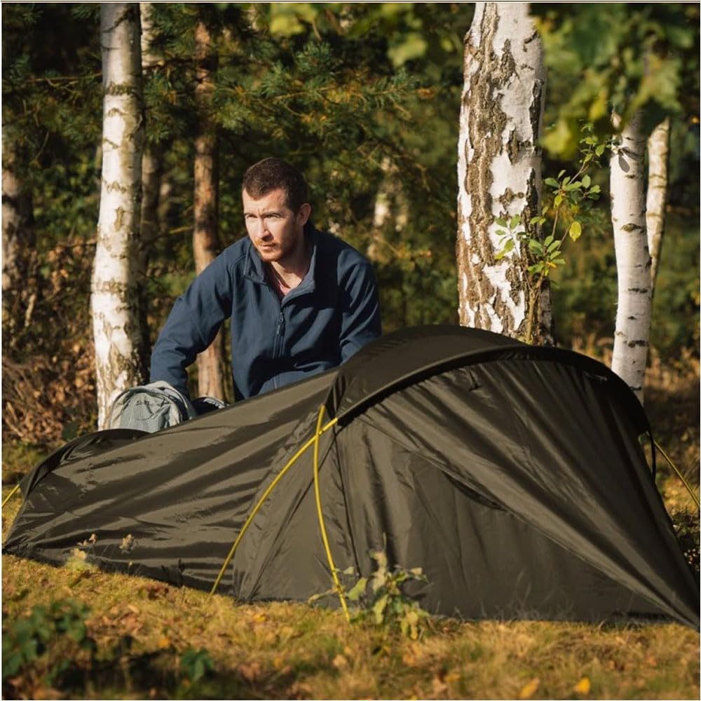 Biwak Zelt mit Moskitonetz – Wasserdichter Biwaksack 220x90x63 cm – 10.000 mm Wassersäule, Ultraleicht & kompakt – Outdoor Notzelt für Trekking, Camping & Survival – inkl. Gestänge & Heringe