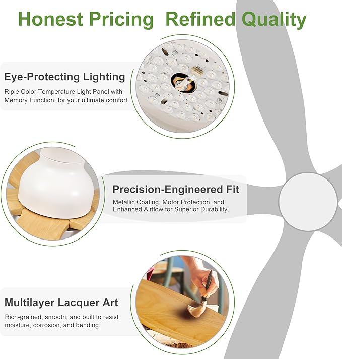 Ventilador de Techo 36 Pulgadas con Luz, 6 Velocidades y Mot miniatura 6