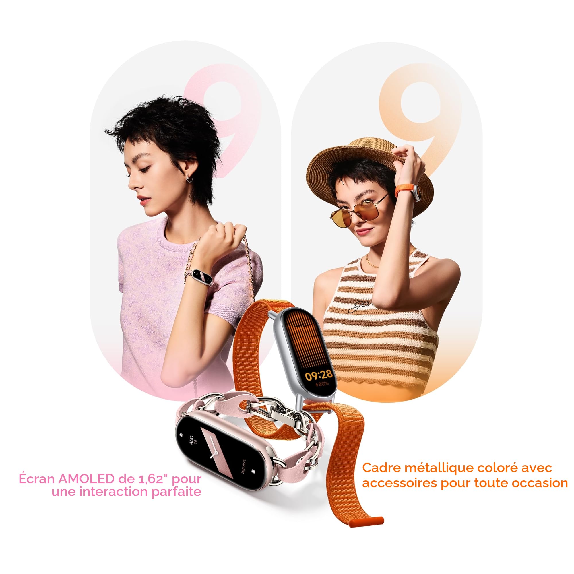 XIAOMI Smart Band 9 Mystic Rose | Écran AMOLED 1,62'' | Écran Tactile, Tracker Multisport, Suivi d'activité, Moniteur de fréquence Cardiaque | Connectivité Bluetooth