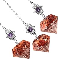 Vista 15 de Rockcloud Stone Pendulum for Dowsing Divitation Meditation Reiki Healing Energy Balancing with Dream Catcher, Fluorite