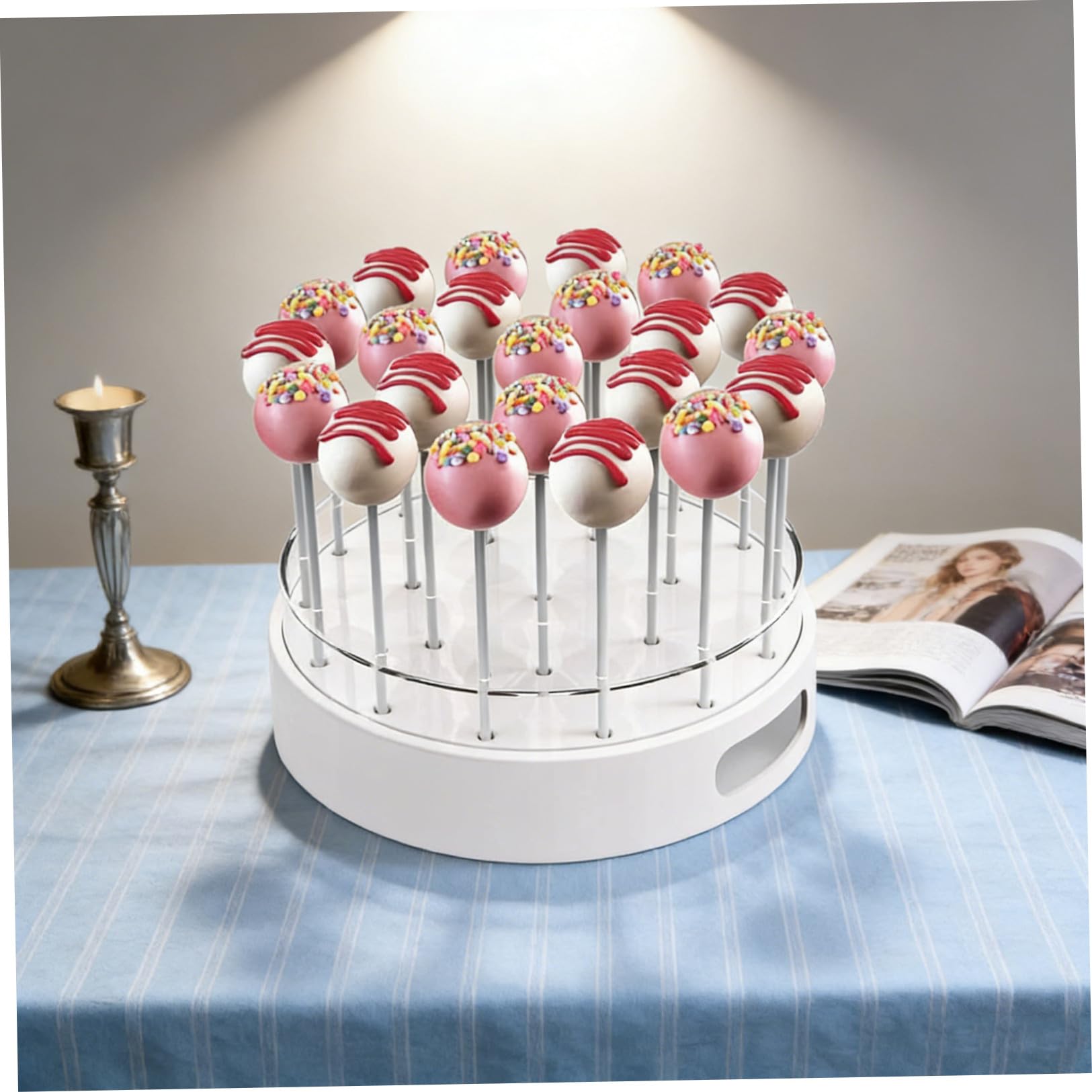 Ipetboom 2 Stück Cake Pop Präsentationsständer aus Transparentem Acryl mit 22 Fächern Runder Lollipop Halter für Dessertbuffet Geburtstagsfeiern und Catering
