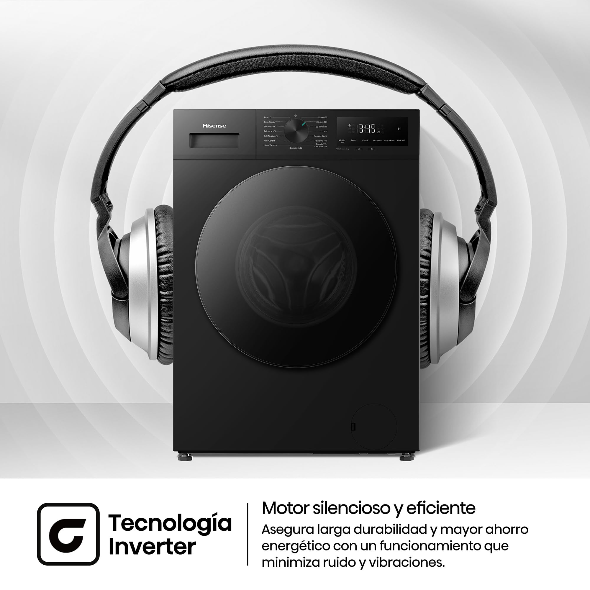 Hisense WD1I1142BBL2 - Lavasecadora 11 kg/7 kg, Fondo 59cm, 1400 rpm, Lavado y Secado 59', Dispensador Automix, Programa Lavado Auto, Función Antiarrugas, iFit™ Fondo Optimizado, Negro