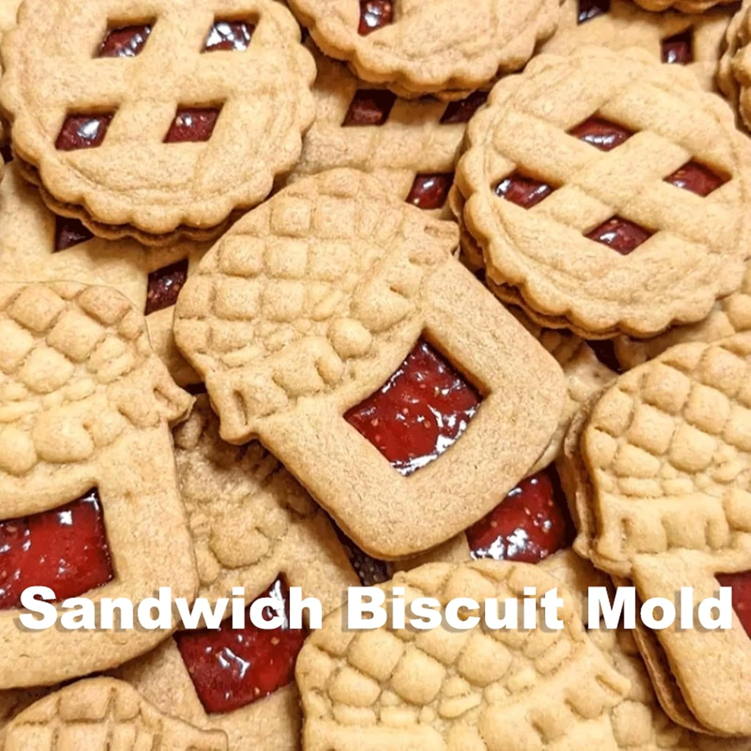 4PCS 3D Sandwich Jam Cookie Cutters Set Jam Biscuit Cutters for Baking Plastic Sandwich Jam Cookie Molds Mini Cookie Press Creative Chocolate Cookie Stamps Pastry Cutter Tool Baking Supplies - Image 3