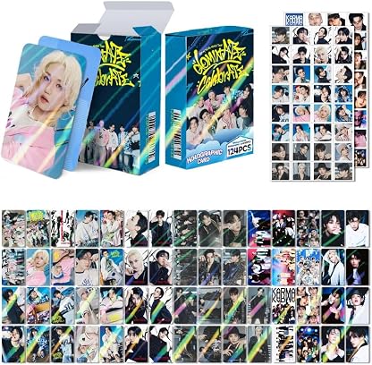 Conjunto de 124 peças Stray-Kids Laser Photocards, Stray-Kids HOP Giant ATE Album Laser Photocard SKZ Merch Lomo Card for Stay Gift (60 peças de cartões fotográficos + 64 adesivos - preto) por Artista não identificado — capa do álbum