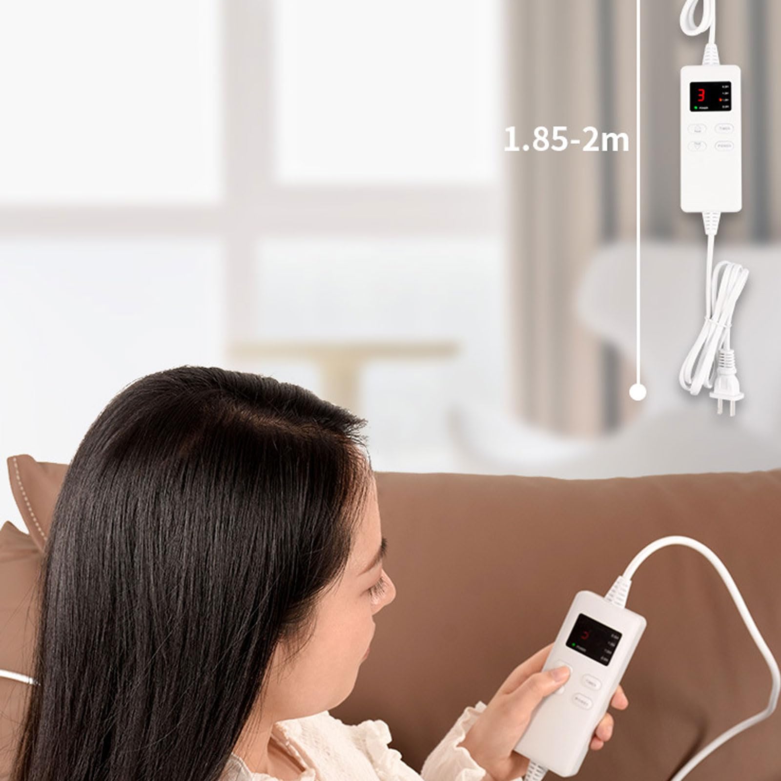 Almohadilla Eléctrica Calentador De Invierno Hombro Cuello Espalda Espina Dorsal Pierna Alivio del Dolor Fisioterapia Temporizada para El Hogar Sofá,Gris,30 * 60CM