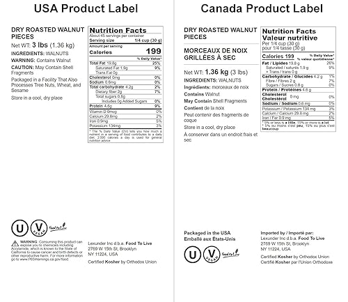 Miniatura 2 de Food to Live Nueces tostadas en seco, 3 libras, piezas de nueces sin sal. Bocadillo delicioso y nutritivo. Apto para dieta keto y paleo. Ideal para