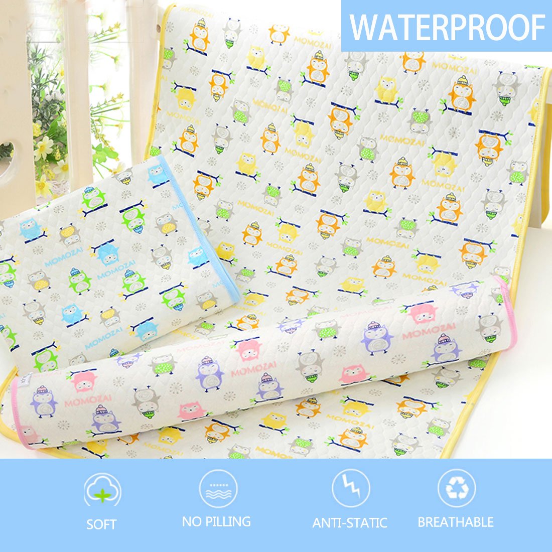 Protezioni Coprimaterasso Impermeabile per Bambino Neonato, Grandi Dimensioni 105 * 70 CM Tappetino Cambio Pannolino-Lenzuola Lavabile e Riutilizzabile per Viaggio, Casa, Lettino Rosa