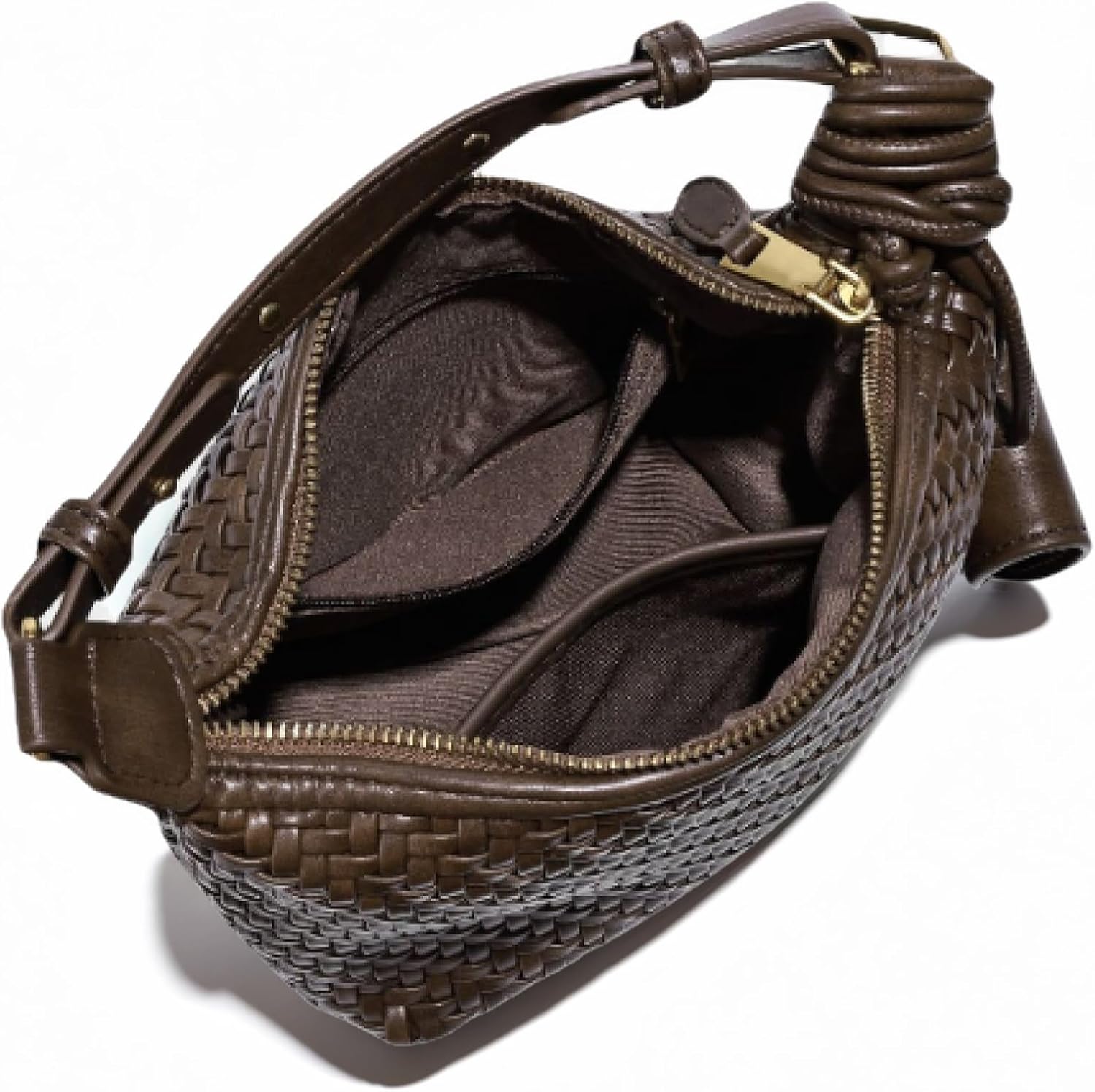 Handmade Genuine Leather Woven Purse for Women,Hobo Bags and Handbags,Female Shoulder Crossbody Bag