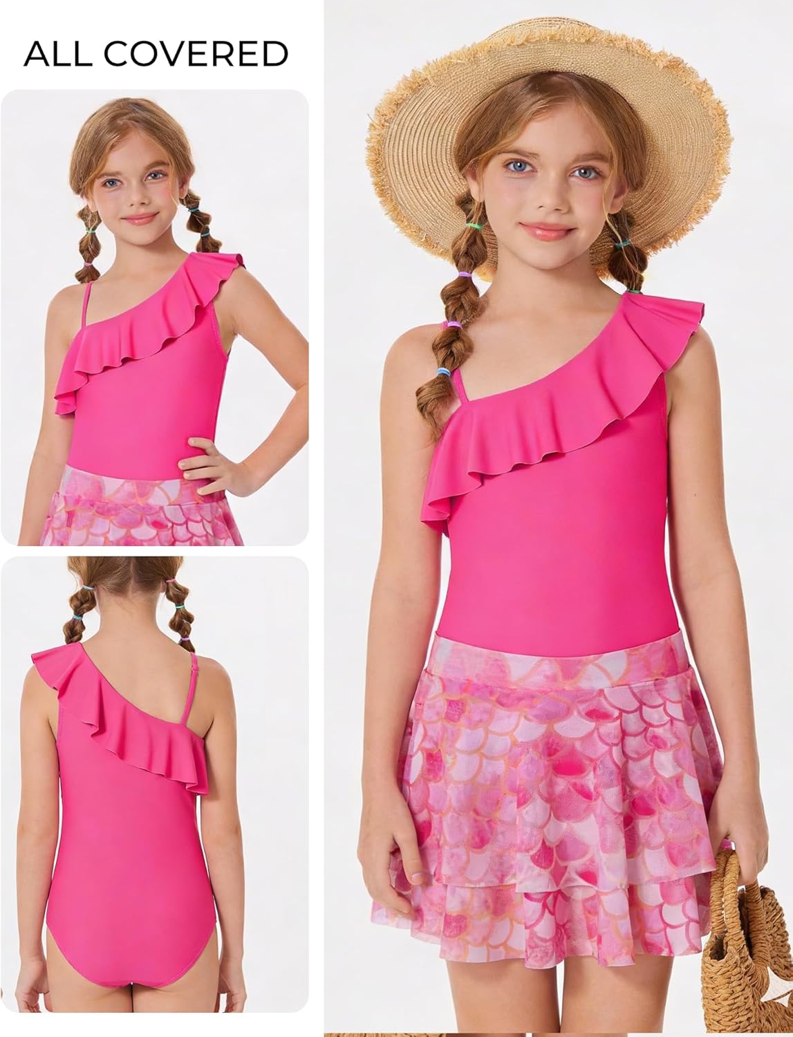 GRACE KARIN Girls Swimsuit with Skirt One Piece Bathing Suit Swimwear 6-14Y - Image 2