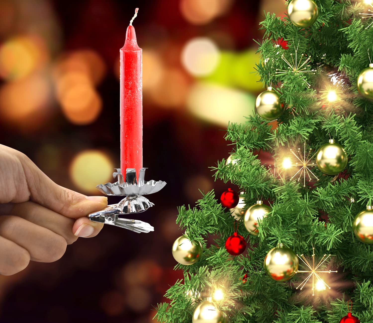 20 Portacandele Per Albero Di Natale Con Clip, Colore Argento: Sicuri E Facili Da Usare Per Candele Coniche, Candele Di Compleanno E Lumini. Decorazioni Eleganti Per Le Tue Feste!