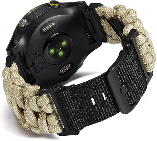 BINLUN Compatible with Garmin Watch Band 22mm 550 Paracord Rugged Military Braid
