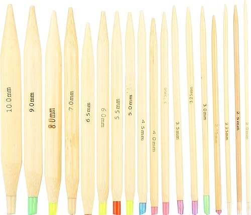 Miniatura 2 de Agatige 18 agujas de tejer circulares de bambú, agujas de tejer circulares flexibles de doble punto, conexión de tubo, juego de herramientas de