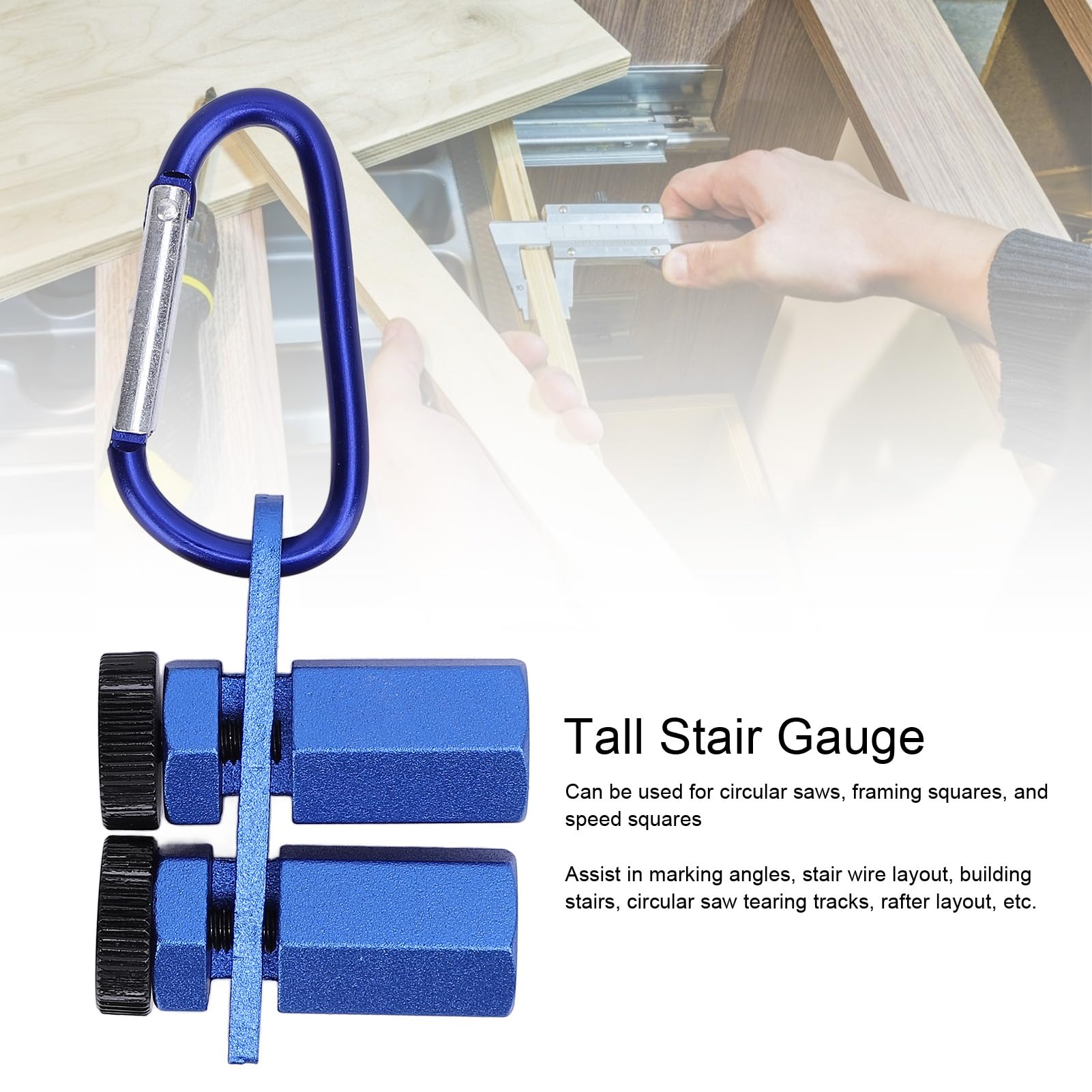 Tall Stair Gauge, Strumento di layout in lega in metallo in lega di alluminio con rafter e supporto, arresto quadrato non di slittamento per inquadratura quadrata
