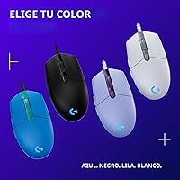 Vista 10 de Logitech G203 - Mouse para juegos con cable, 8,000 DPI, efecto óptico arcoíris LIGHTSYNC RGB, 6 botones programables, memoria integrada, mapeo