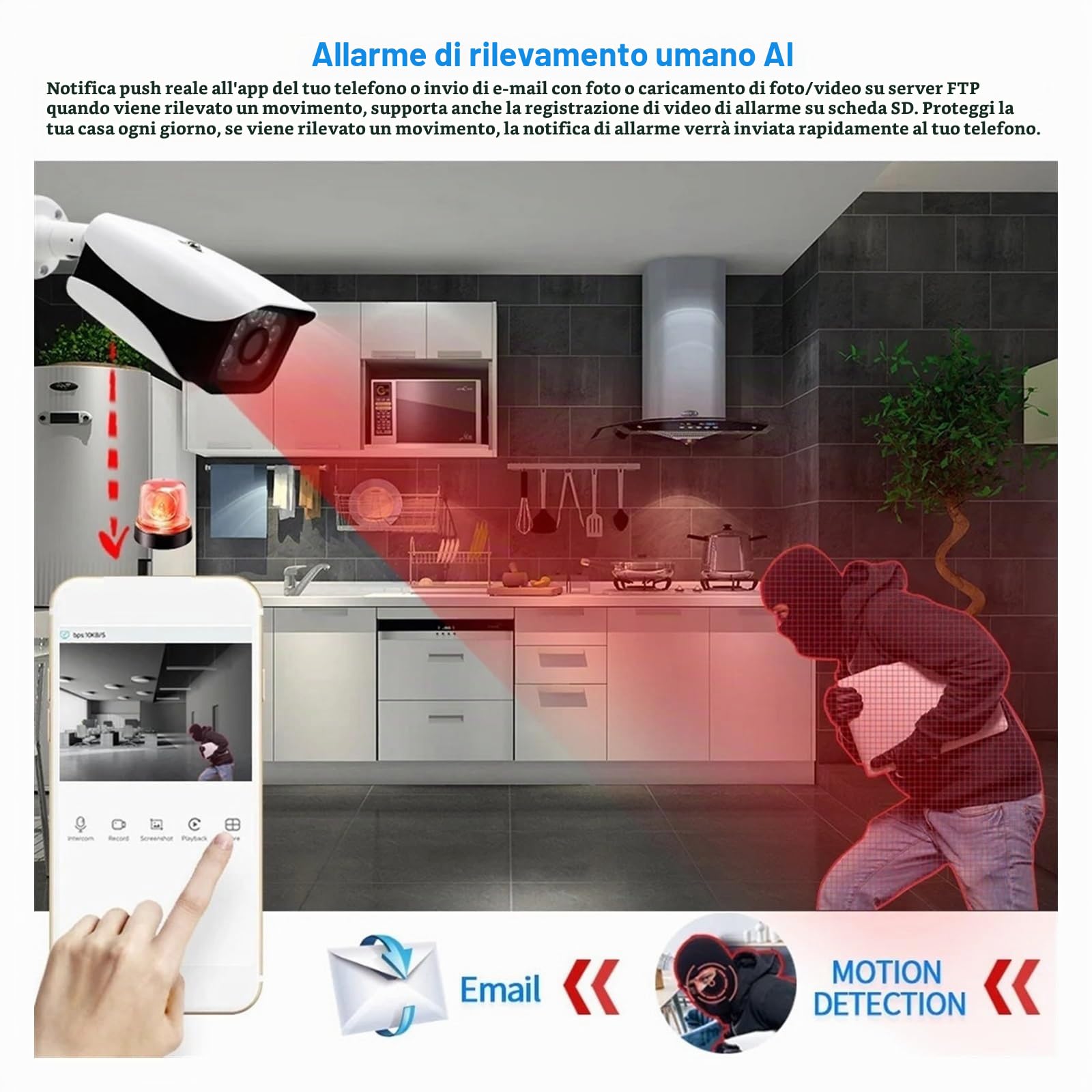 Telecamere di sicurezza, Telecamera di sicurezza analogica CCTV cablata da 5 MP, telecamera di videosorveglianza AHD Dome impermeabile da esterno, telecamera di videosorveglianza 4K 5 MP AHD DVR View