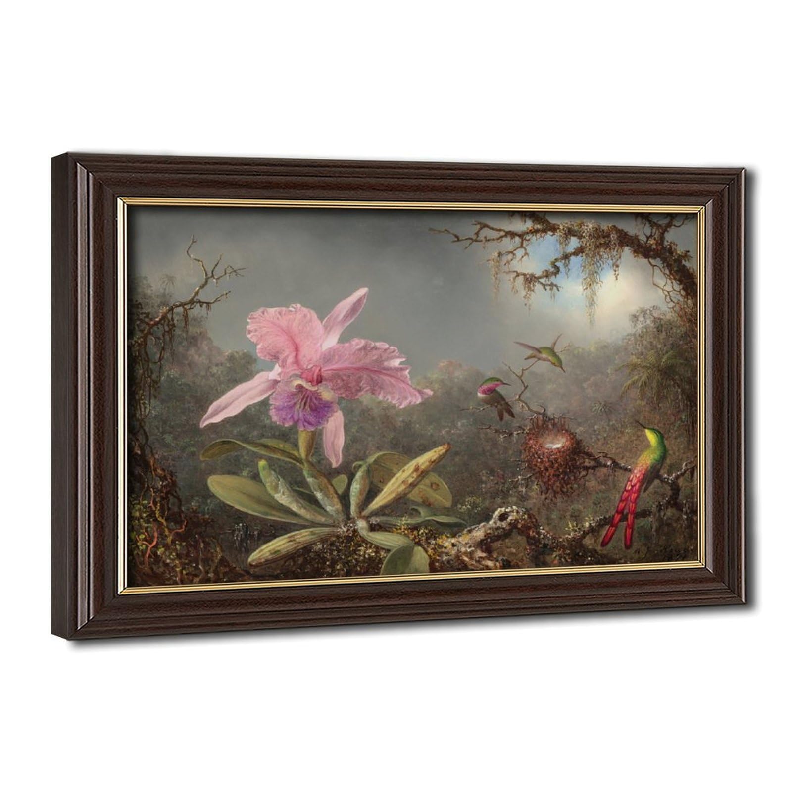 Décoration murale bureau Orchidée et trois colibris tableau suspendre - 8
