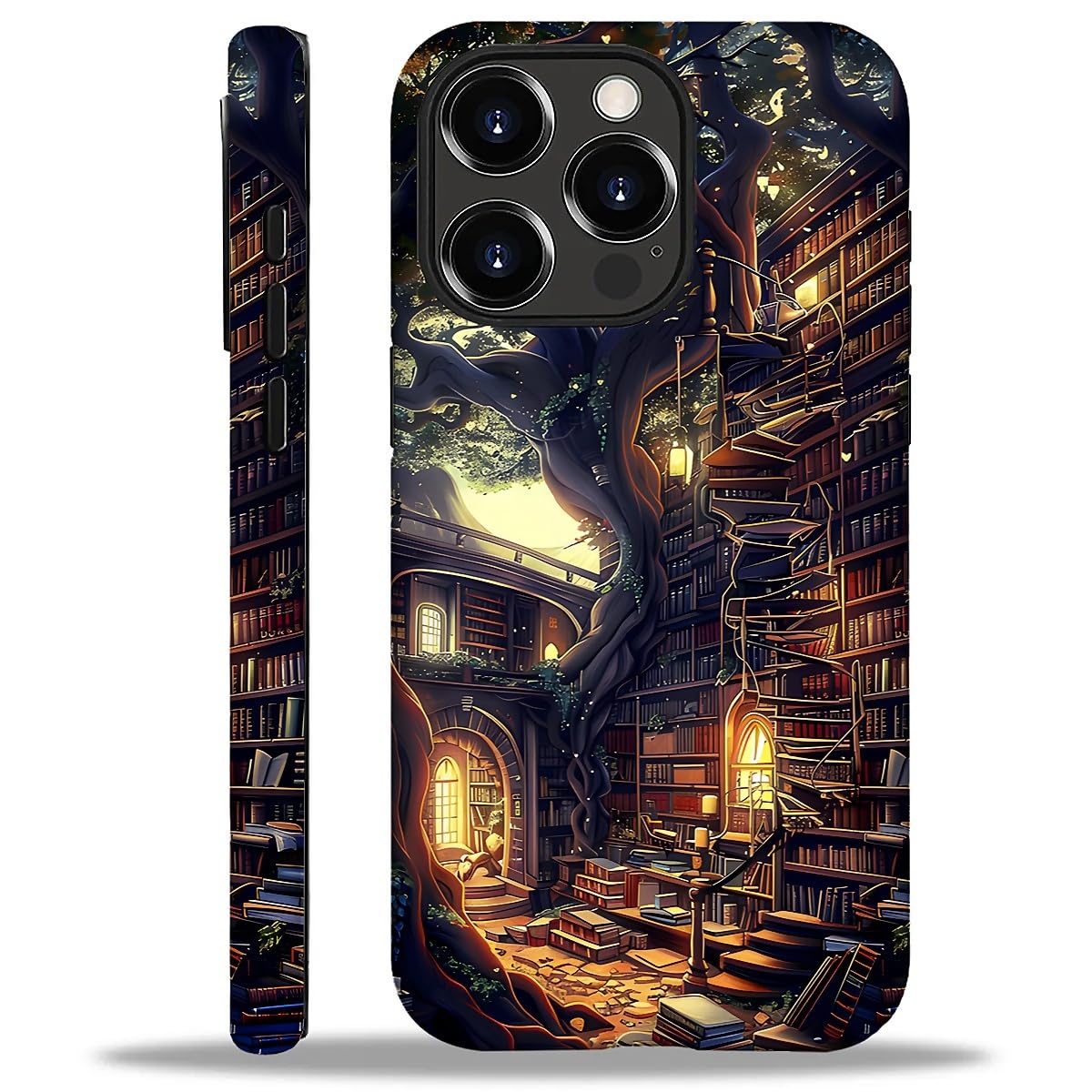 ZHEGAILIAN Case Compatible with iPhone 16 Pro Max, Matte Mixed Double-Layer Hard Shell+Soft Silicone TPU Shock Protective The Magical Library Under