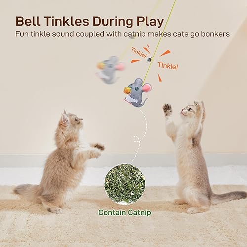 Miniatura 4 de Potaroma Juguetes interactivos de plumas para gatos, 6 piezas, teaser para gatos retráctiles, juguetes colgantes para gatos en interiores, ejercicio